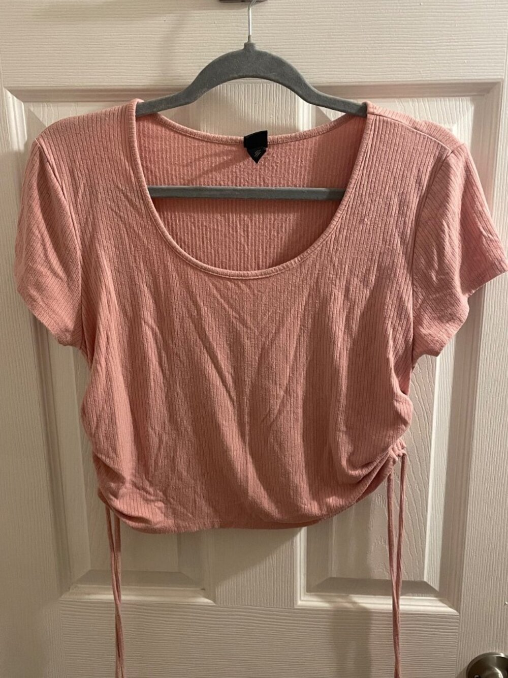 Wild Fable Pink Ribbed Ruched Side Crop Top XXL